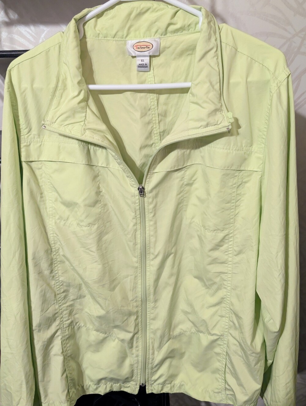 Talbots Light Lime Green Lightweight Zip-Front Utility Jacket/Windbreaker SizeXL